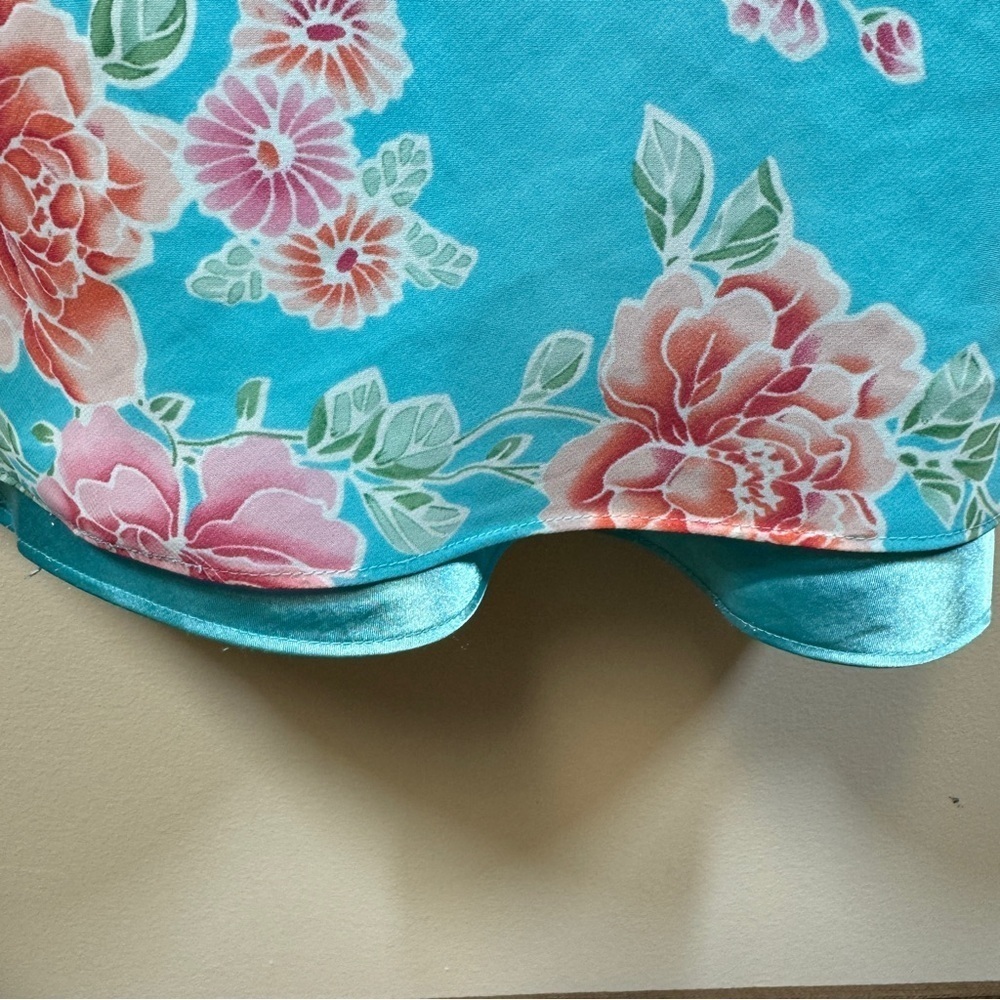 Vintage La Vie en Rose Blue Floral Y2K 90s Slip Style Maxi Dress Size L - Picture 9 of 13